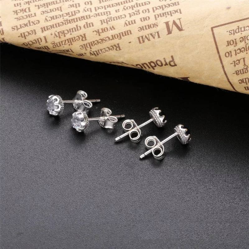 (image pour) Clous d'Oreilles PANDORA Couronne Scintillante Incolore 298311CZ - Afficher 2