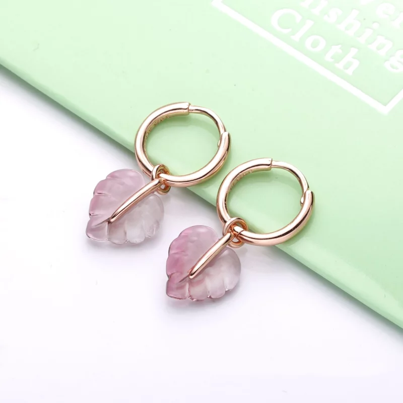 (image pour) Créoles PANDORA Feuille Verre de Murano Rose 288317PMU - Afficher 2