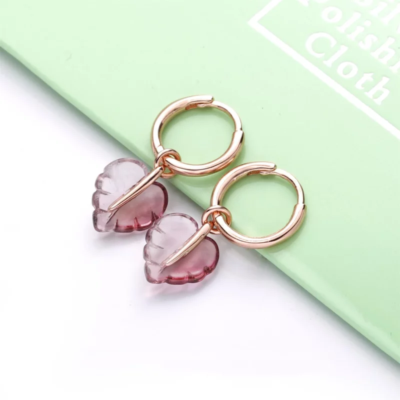 (image pour) Créoles PANDORA Feuille Verre de Murano Rose 288317PMU - Afficher 3