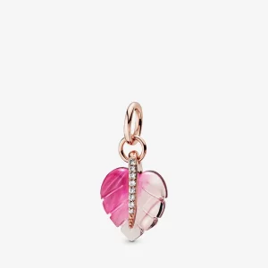 Pendentif PANDORA Feuille Verre de Murano Rose 388258PMU (image pour) Pendentif PANDORA Feuille Verre de Murano Rose 388258PMU