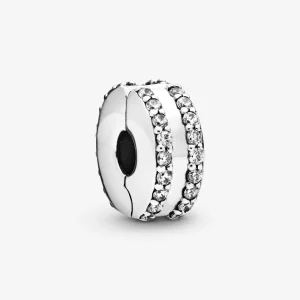 Charm PANDORA Clip Pavé Double Rang 798422C01 (image pour) Charm PANDORA Clip Pavé Double Rang 798422C01