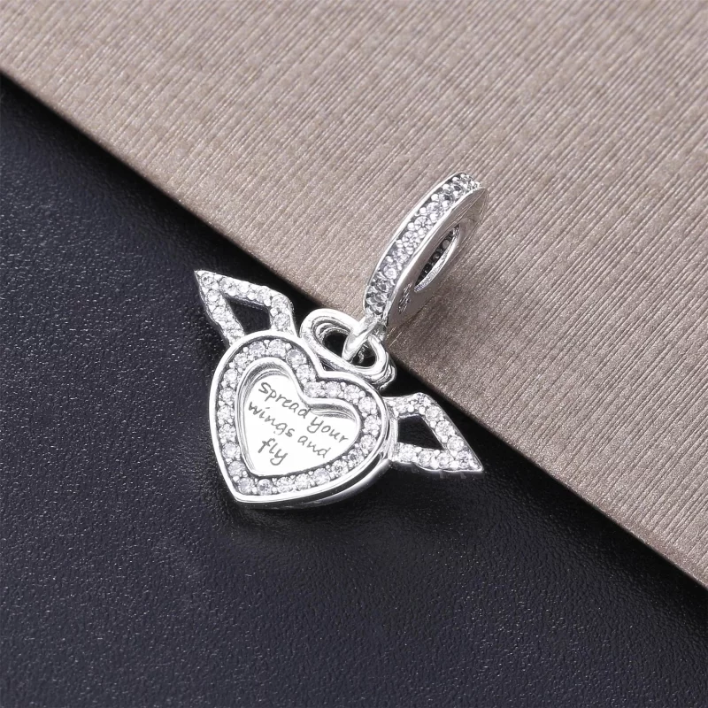 (image pour) Collier PANDORA Cœur Pavé et Ailes d'Ange 398505C01-45 - Afficher 2