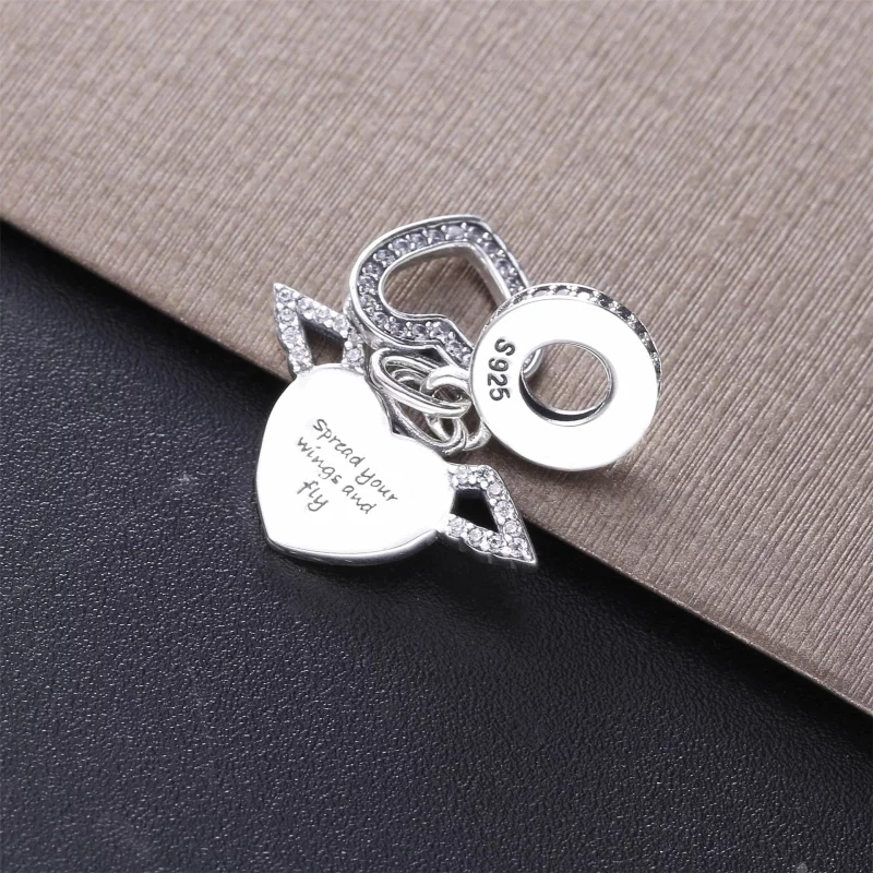 (image pour) Collier PANDORA Cœur Pavé et Ailes d'Ange 398505C01-45 - Afficher 4
