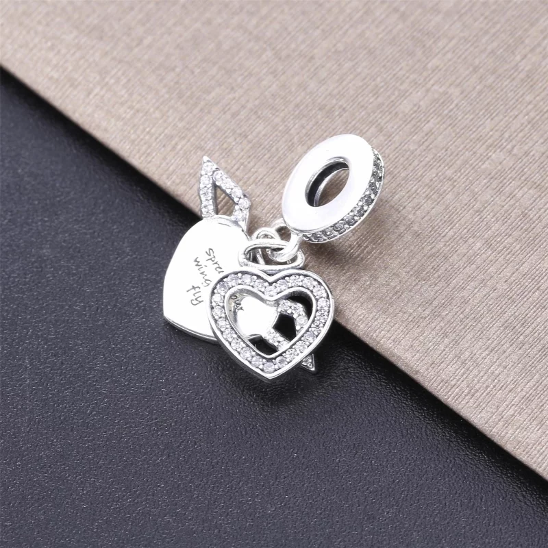 (image pour) Collier PANDORA Cœur Pavé et Ailes d'Ange 398505C01-45 - Afficher 5