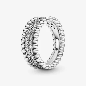 (image pour) Bague anneau PANDORA Pavé et Perlé - 198676C01