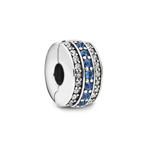 (image pour) Charm Clip PANDORA Pavé Scintillant Bleu & Incolore - 798480C01