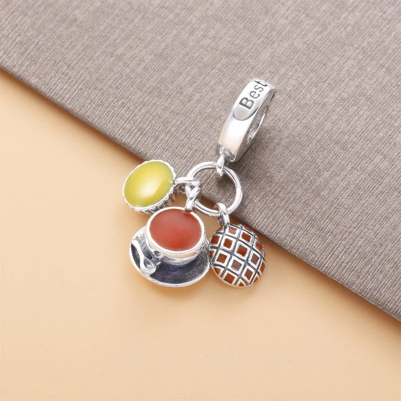 (image pour) Charm Pendant PANDORA Tarte Aux Oeufs The Au Lait Beignet A Lananas - 798355ENMX - Afficher 2