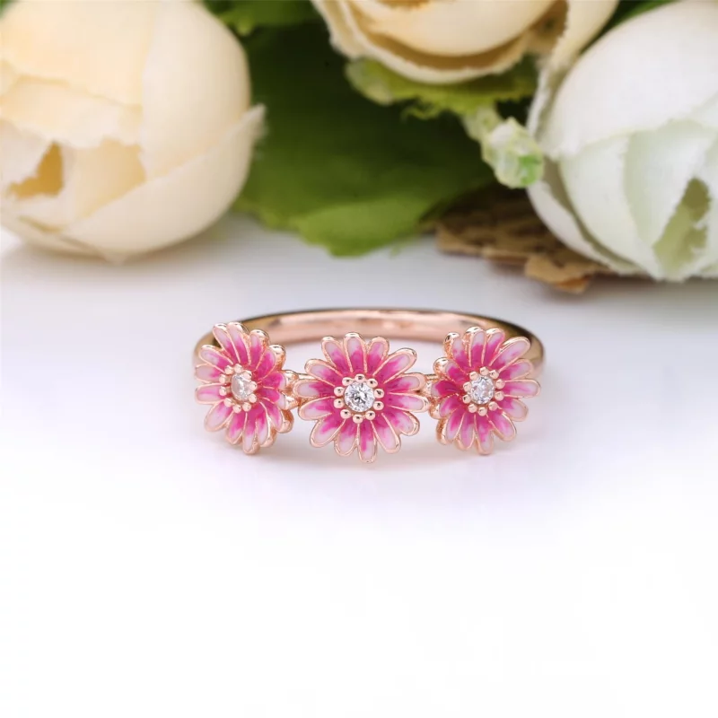 (image pour) Bague Pandora Trio de Marguerites Rose 188792C01 - Afficher 3