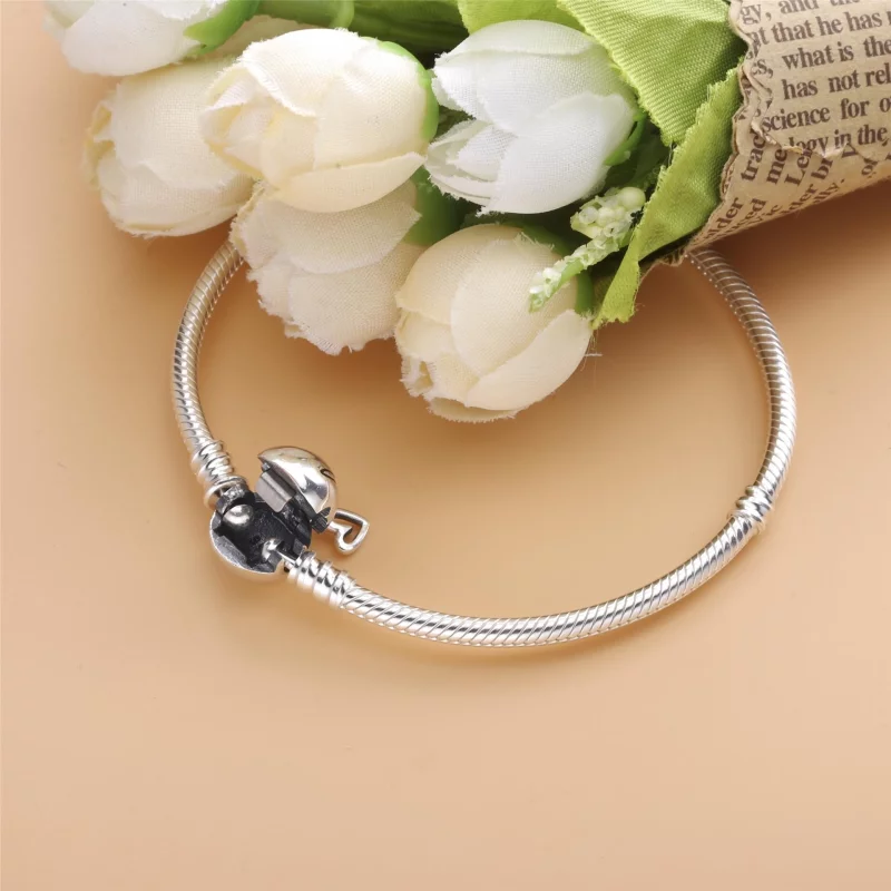 (image pour) Bracelet Maille Serpent Fermoir Cœur Dessiné Pandora Moments 598698C00 - Afficher 2