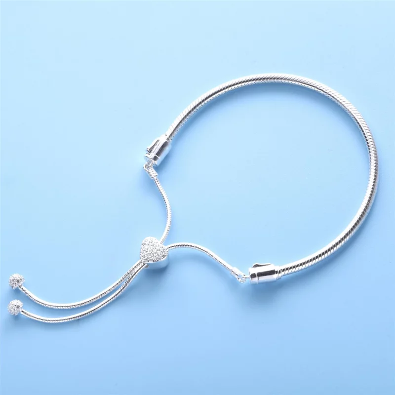 (image pour) Bracelet Maille Serpent Fermoir Cœur Pavé Pandora Moments 598699C01 - Afficher 2