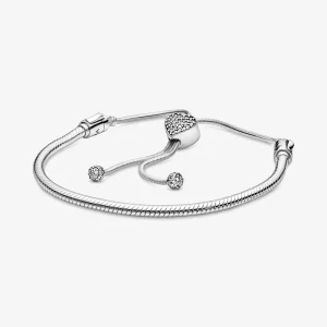 (image pour) Bracelet Maille Serpent Fermoir Cœur Pavé Pandora Moments 598699C01