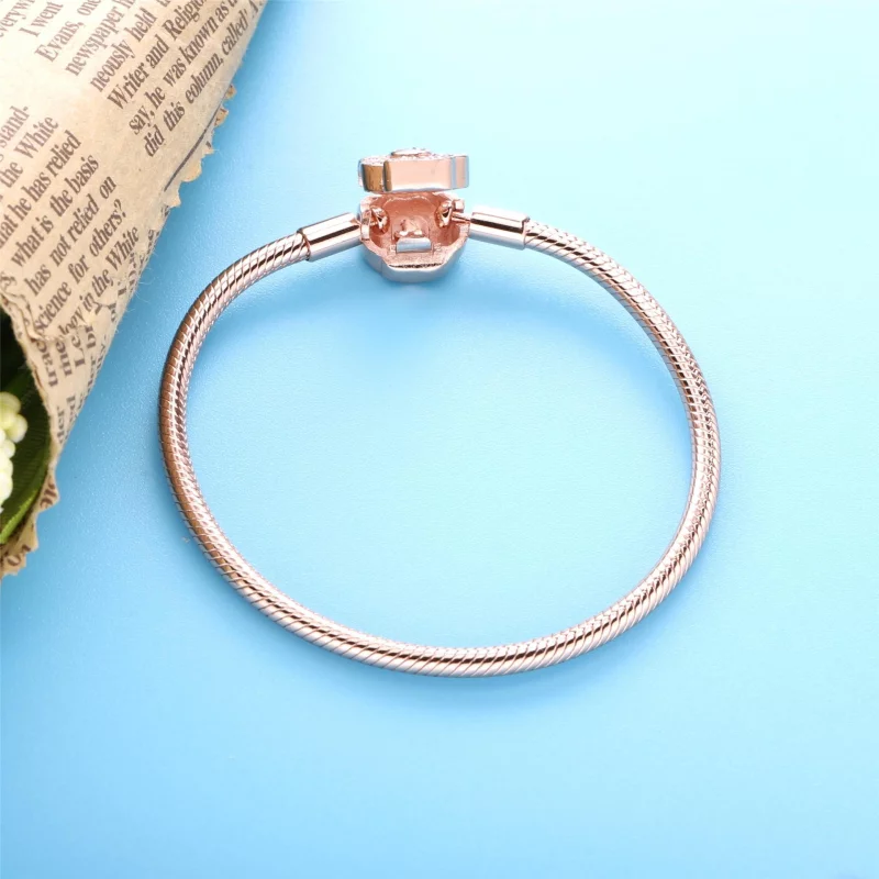(image pour) Bracelet maille serpent fermoir eventail rose pandora moments - 588145C01 - Afficher 5