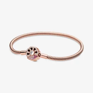 Bracelet maille serpent fermoir eventail rose pandora moments - 588145C01 (image pour) Bracelet maille serpent fermoir eventail rose pandora moments - 588145C01