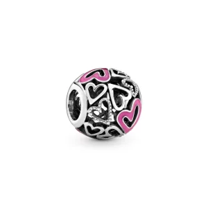 Charm Argent Pandora Coeur à main levée rose ajourés 798677C01 (image pour) Charm Argent Pandora Coeur à main levée rose ajourés 798677C01
