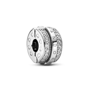 (image pour) Charm clip PANDORA Lignes Pavé & Logo Scintillant - 799042C01