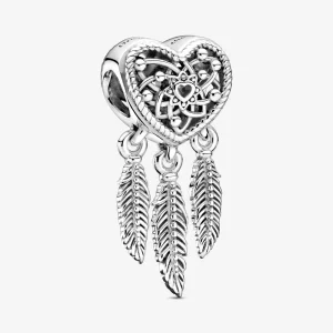 (image pour) Charm PANDORA Attrape-Rêves Cœur Ajouré & Trio de Plumes - 799107C00