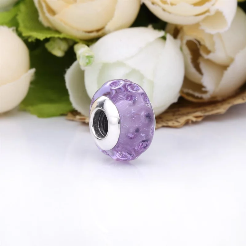 (image pour) Charm Pandora Lavande en verre de Murano ondulé 798875C00 - Afficher 3