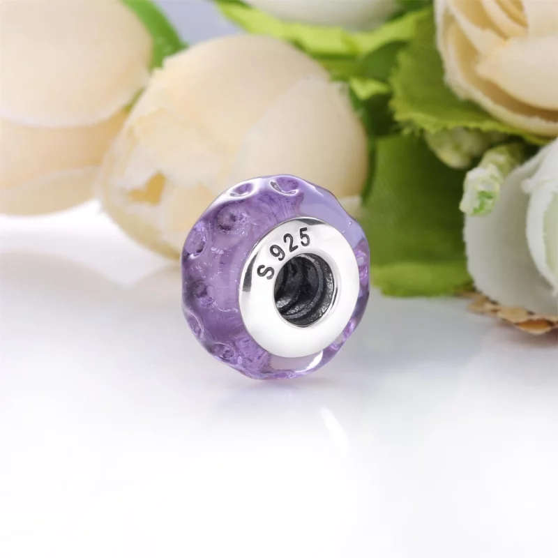 (image pour) Charm Pandora Lavande en verre de Murano ondulé 798875C00 - Afficher 4
