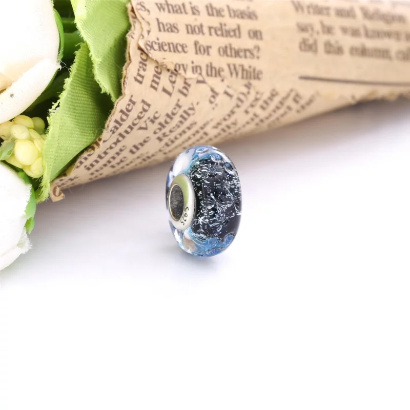 (image pour) Charm PANDORA ocean verre de murano bleu fonce ondule - 798938C00 - Afficher 2