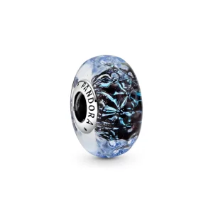 (image pour) Charm PANDORA ocean verre de murano bleu fonce ondule - 798938C00