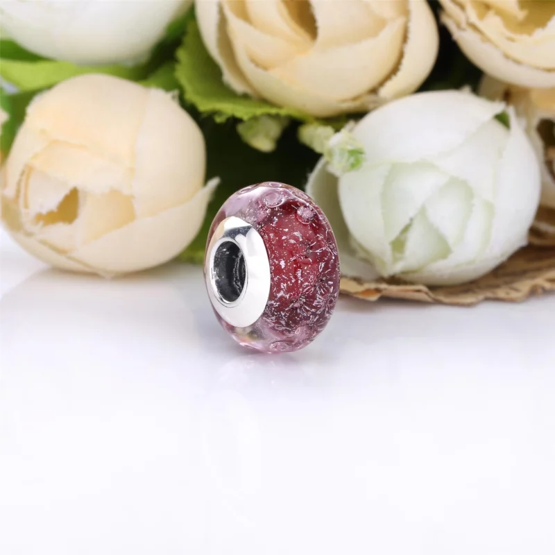 (image pour) Charm Pandora Verre de Murano Rose Ondulé Fantaisie 798872C00 - Afficher 2