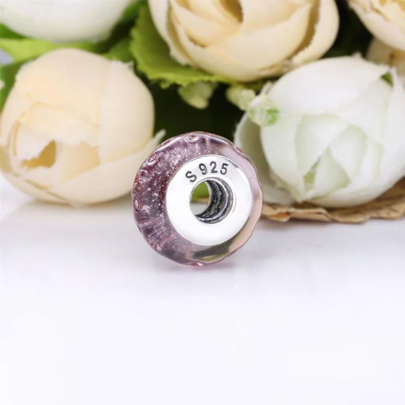 (image pour) Charm Pandora Verre de Murano Rose Ondulé Fantaisie 798872C00 - Afficher 3