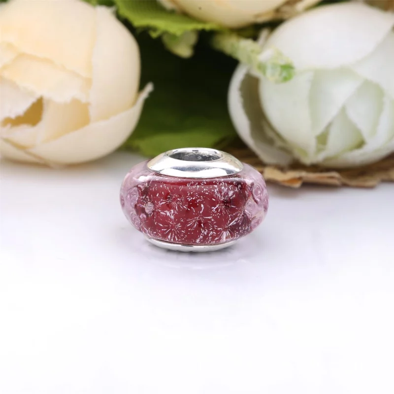 (image pour) Charm Pandora Verre de Murano Rose Ondulé Fantaisie 798872C00 - Afficher 4