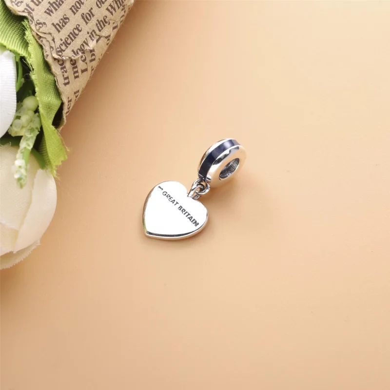 (image pour) Charm Pendant Pandora Argent Coeur de drapeau de Grande-Bretagne 791512ENMX - Afficher 3