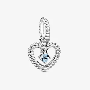 (image pour) Charm Pendant Pandora Argent Coeur perlé bleu d’Aqua 798854C01