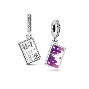 (image pour) Charm Pendant Pandora Argent Disney Parks J'aimerais que tu sois ici Disneyland Paris 798783C01