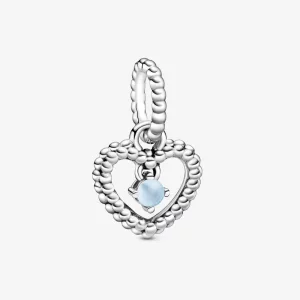 (image pour) Charm Pendant Pandora Cœur Perlé Bleu Ciel 798854C07