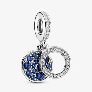 (image pour) Charm Pendant PANDORA Double Disque Bleu Scintillant - 799186C01