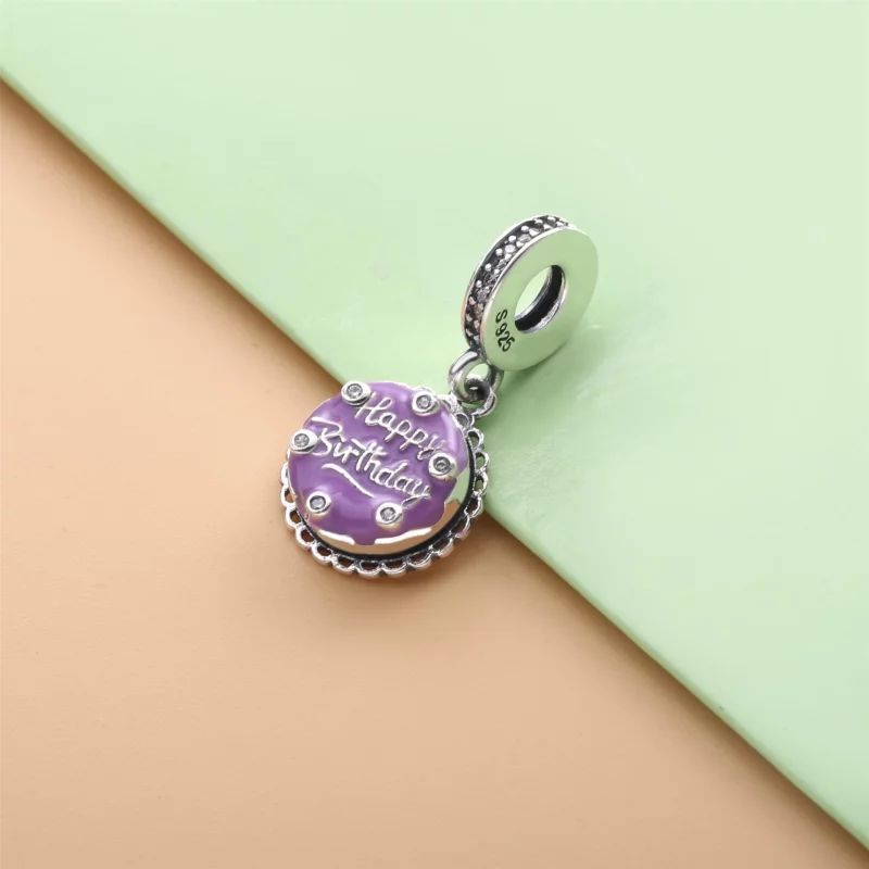 (image pour) Charm Pendant Pandora Gâteau d'Anniversaire Rose 798888C01 - Afficher 2
