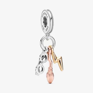 (image pour) Charm Pendant PANDORA Harry Potter, Lunettes, Nimbus 2000 & Éclair - 799129C00