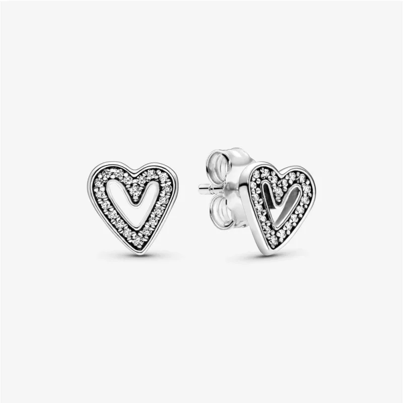 (image pour) Clous d'Oreilles Pandora Esquisse de Cœurs Scintillants 298685C01