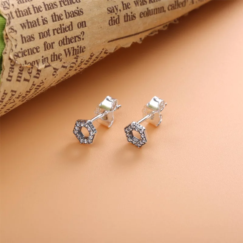(image pour) Clous d'Oreilles Pandora Nid d'Abeilles Hexagonal Scintillants 298800C01 - Afficher 2