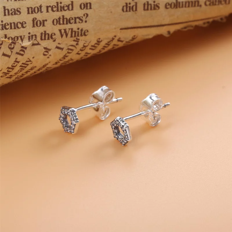 (image pour) Clous d'Oreilles Pandora Nid d'Abeilles Hexagonal Scintillants 298800C01 - Afficher 3