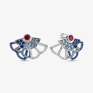 (image pour) Clous doreilles PANDORA spectaculaires eventail bleu rose - 298195SRUMX