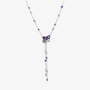 (image pour) Collier PANDORA en Y Éventail Bleu & Rose - 398183SRUMX-45