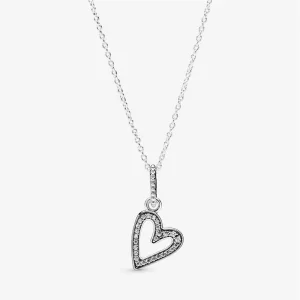 (image pour) Collier Pendant Pandora Esquisse de Cœur Scintillant 398688C01