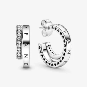 (image pour) Créoles PANDORA Doubles Pavé - 299056C01