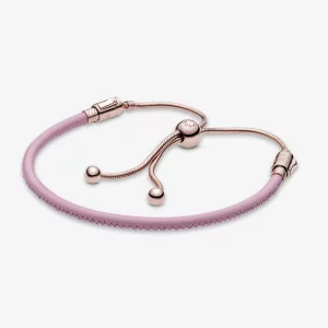 (image pour) Pandora moments pink leather slider bracelet - 589002C01