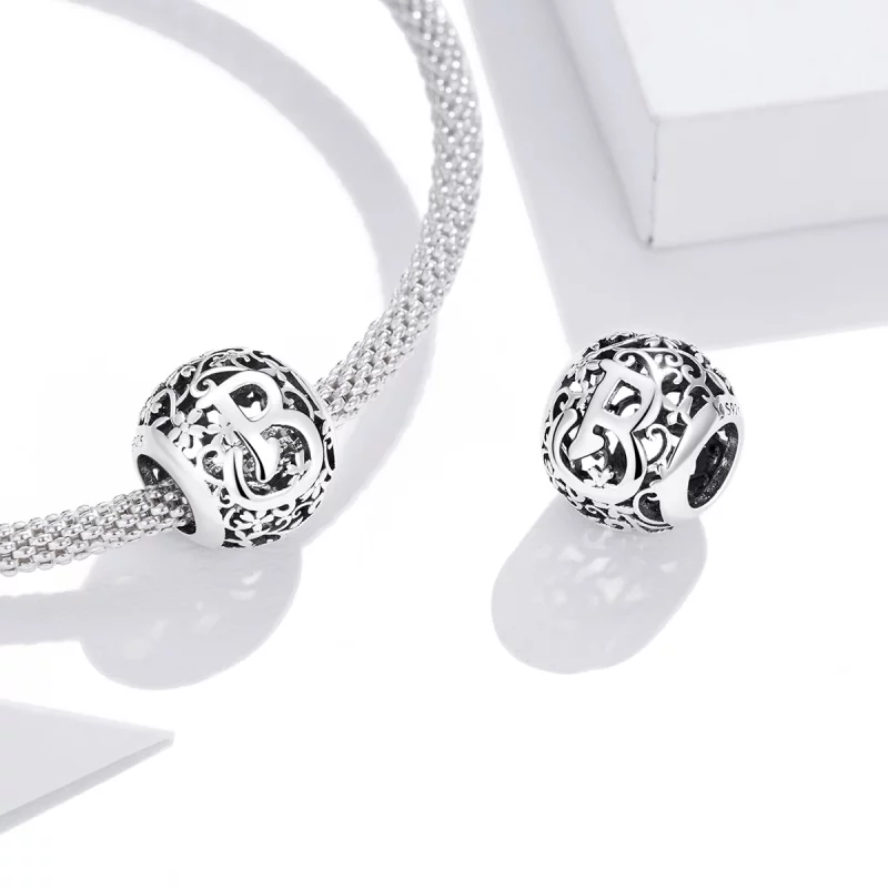 (image pour) Charm Style PANDORA Fleur Lettre B Ajourés - SCC1444-B - Afficher 4