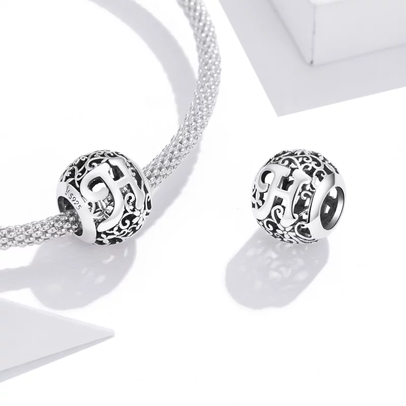 (image pour) Charm Style PANDORA Fleur Lettre H Ajourés - SCC1444-H - Afficher 4