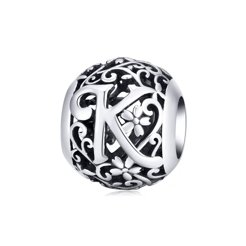 (image pour) Charm Style PANDORA Fleur Lettre K Ajourés - SCC1444-K