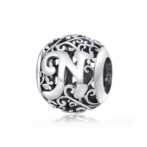 (image pour) Charm Style PANDORA Fleur Lettre N Ajourés - SCC1444-N
