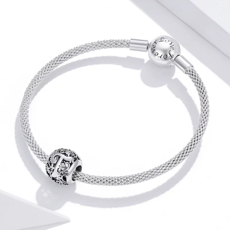 (image pour) Charm Style PANDORA Fleur Lettre T Ajourés - SCC1444-T - Afficher 3