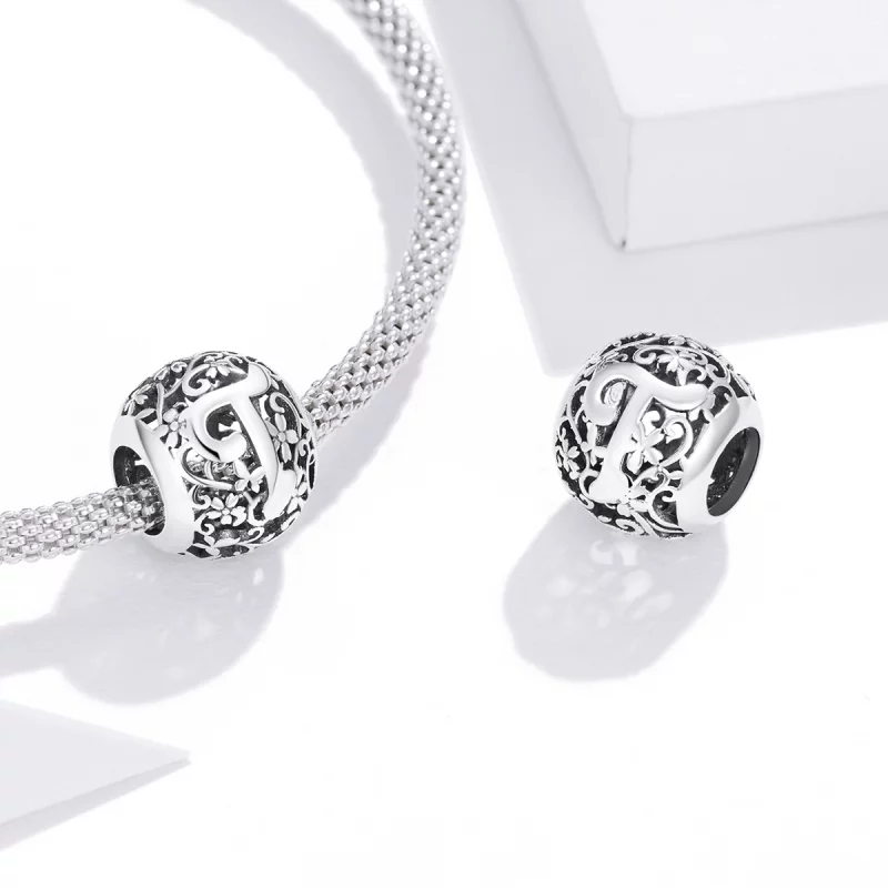 (image pour) Charm Style PANDORA Fleur Lettre T Ajourés - SCC1444-T - Afficher 4