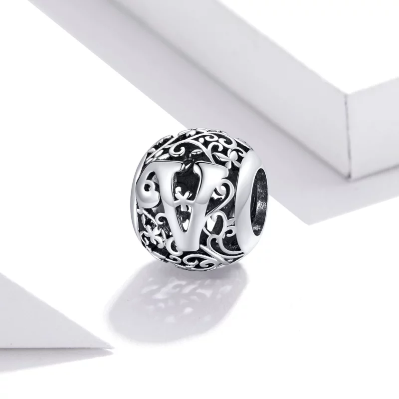 (image pour) Charm Style PANDORA Fleur Lettre V Ajourés - SCC1444-V - Afficher 2
