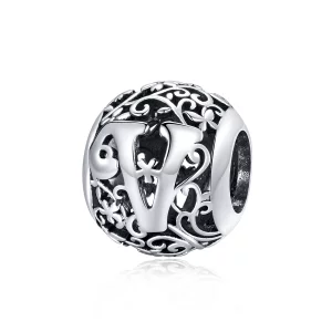 (image pour) Charm Style PANDORA Fleur Lettre V Ajourés - SCC1444-V